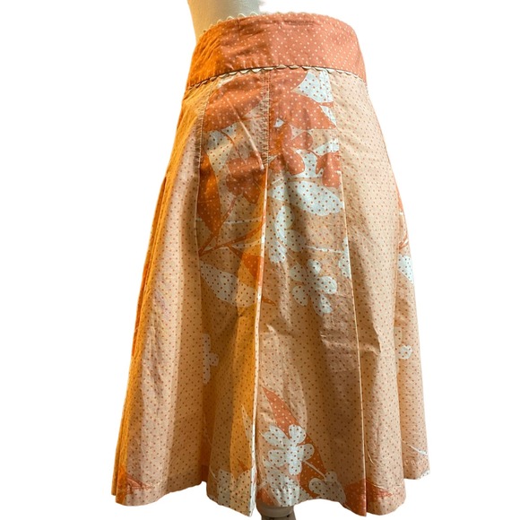 Liz Claiborne Peach and Cream Pleated skirt with flowers - Picture 1 of 3